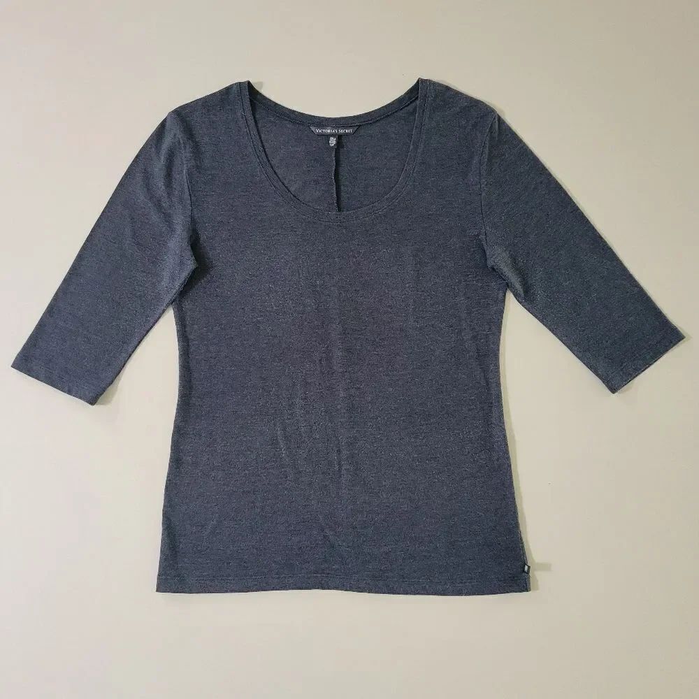 Victoria's Secret Gray Scoop-neck 3/4 Sleeve T-Shirt